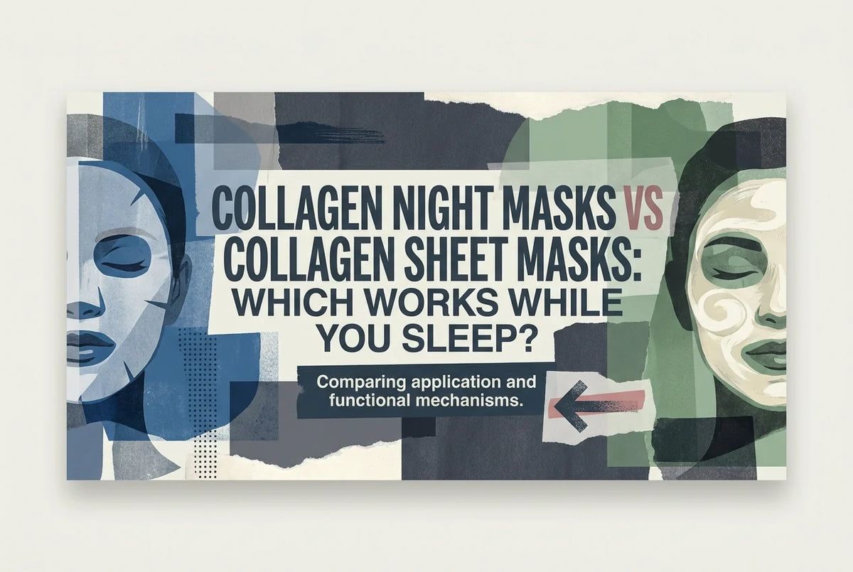 Professional header image for comparison analysis: Collagen Night Masks vs Collagen Sheet Masks: Which Works...