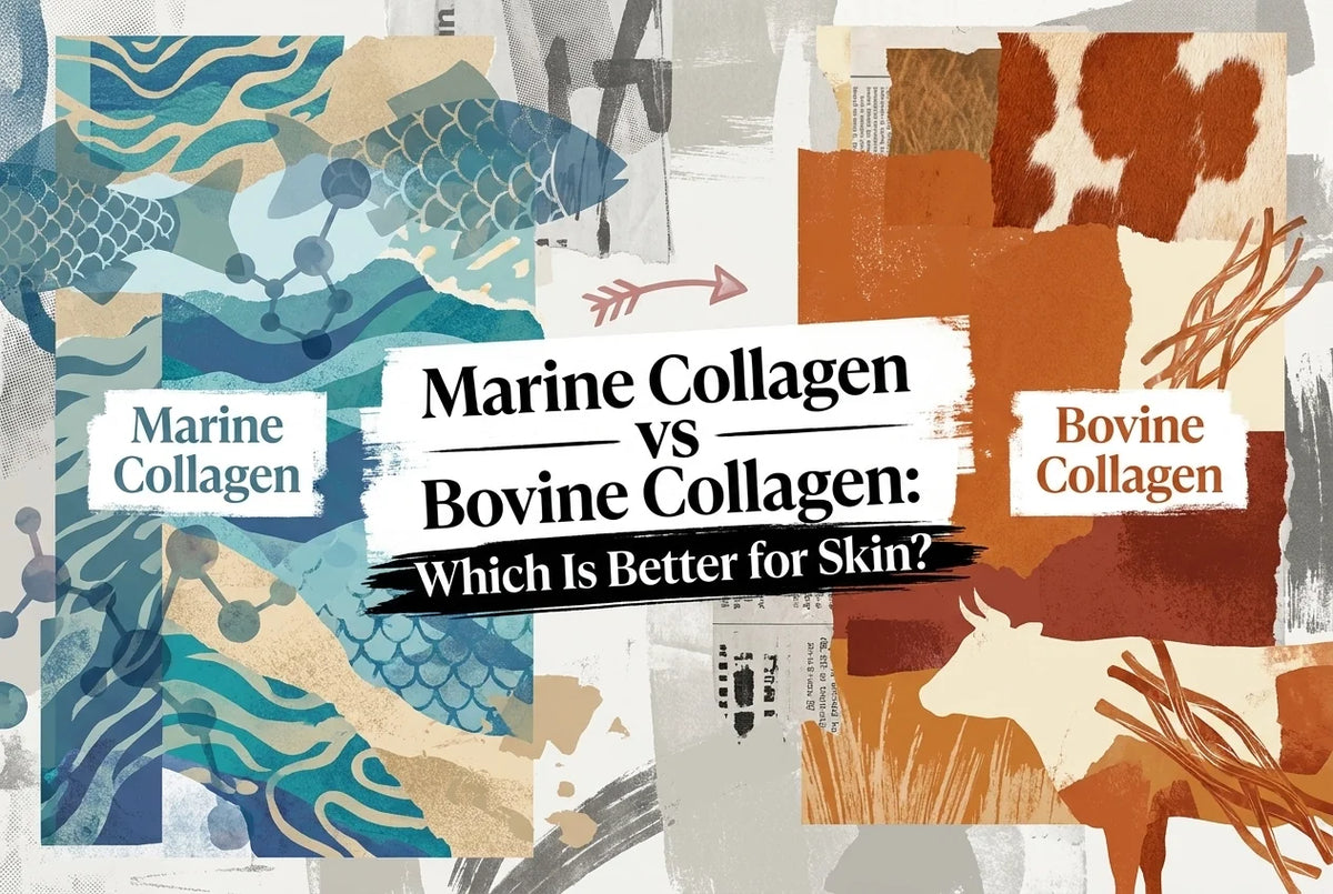 Professional header image for comparison analysis: Marine Collagen vs Bovine Collagen: Which Is Better for S...