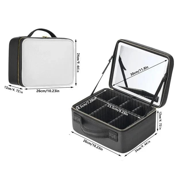 Glow and Stow Black White LED Makeup Case