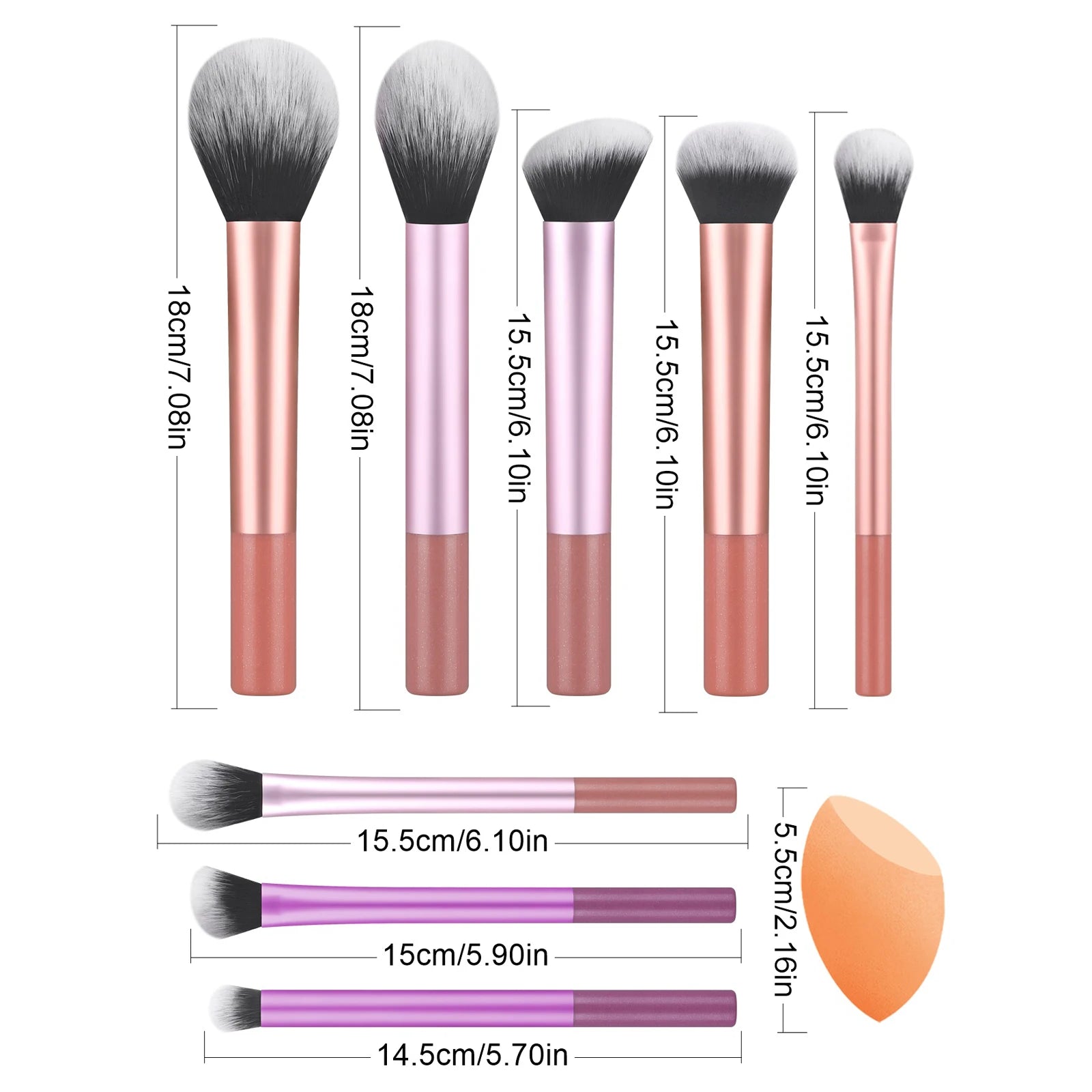 8-Piece Makeup Brush Set with Blender